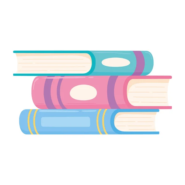 Pila de libros aprender académico y estudio icono fondo blanco — Vector de stock