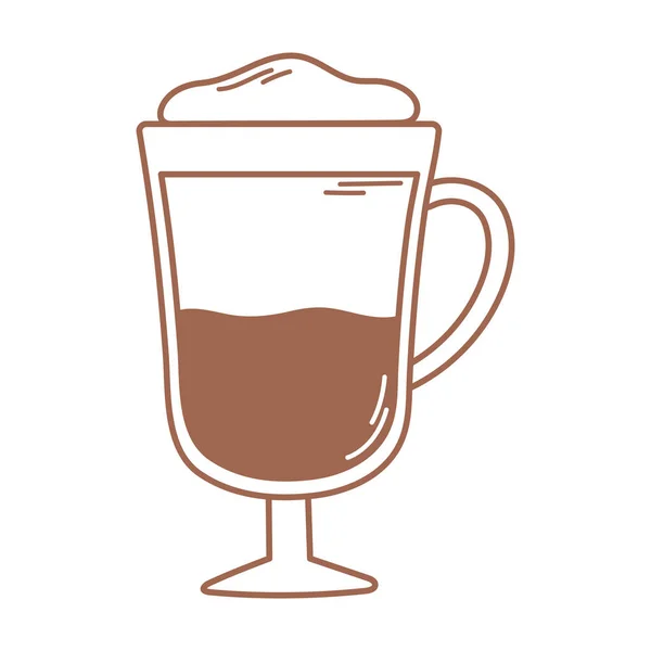 Kahverengi çizgide cam ikonda sütlü kahve. — Stok Vektör