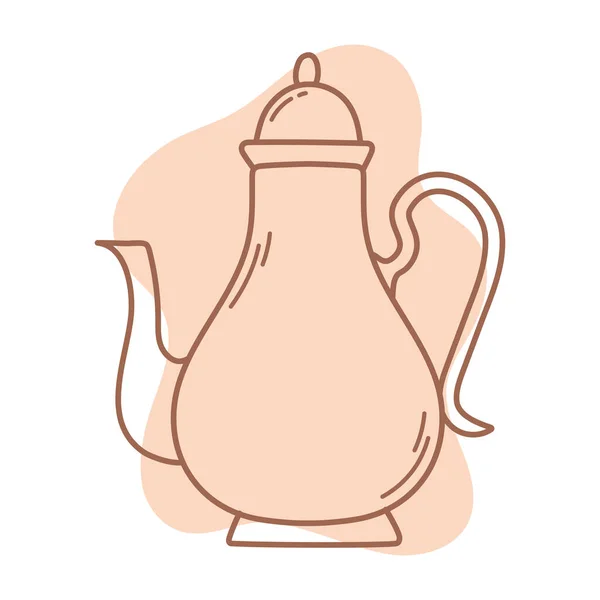 Seramik çaydanlık çatal simgesi satırı ve doldur — Stok Vektör