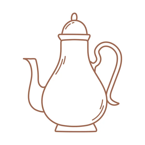 Ceramica icona utensile teiera in linea marrone — Vettoriale Stock