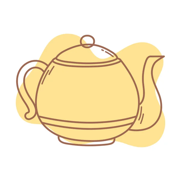 Koffie waterkoker keuken traditionele pictogram lijn en vul — Stockvector