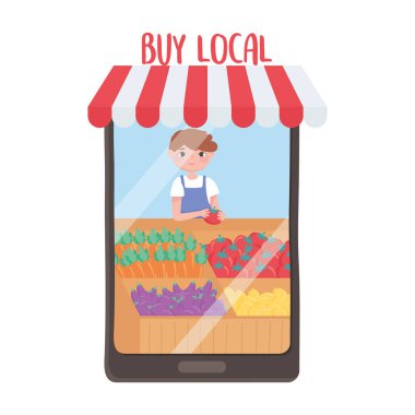 çevrimiçi sipariş küçük işletme satın al, yerel tasarım beyaz arkaplan sat