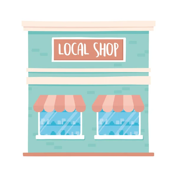 Boutique locale petite entreprise, design fond blanc — Image vectorielle