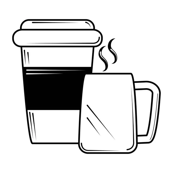 Restaurante bar taza de café desechable en estilo de línea — Vector de stock