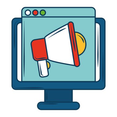 pazarlama bilgisayarı web sitesi reklam stratejisi simgesi