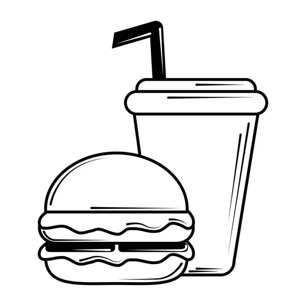 Étterem gyorsétterem burger és szóda sorban stílusban — Stock Vector