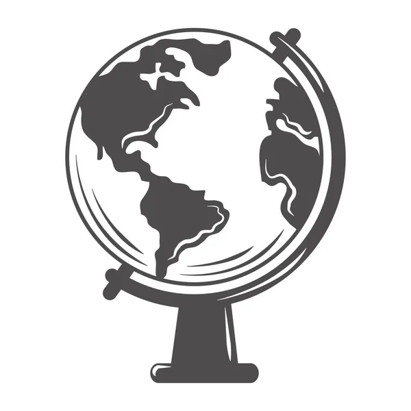 Monde globe carte école éducation silhouette icône — Image vectorielle