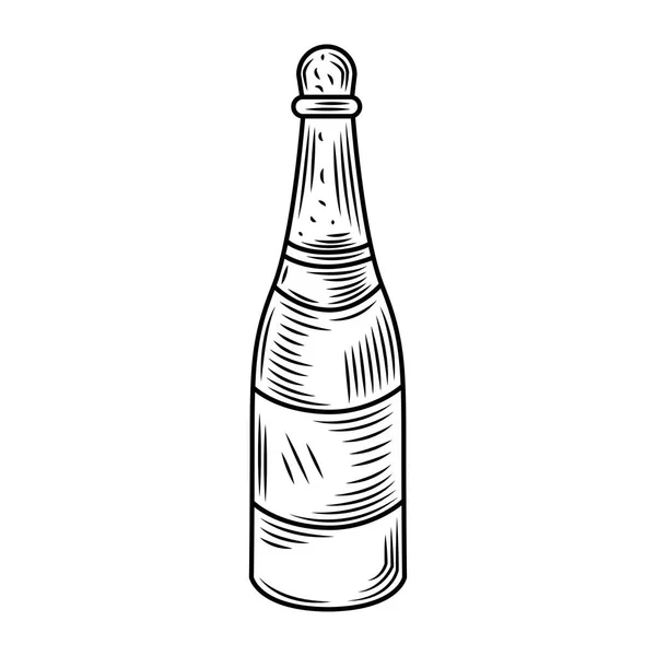 Винный день, бутылочный напиток алкоголь икона рисованная вручную дизайн — стоковый вектор