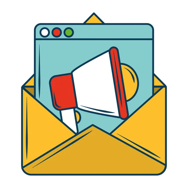 Marketing publicidad digital email mensaje diseño — Archivo Imágenes Vectoriales
