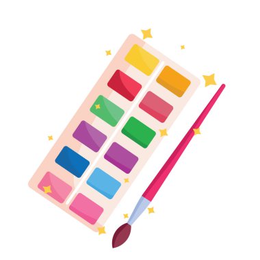 boya paleti ve fırça vektör tasarımı