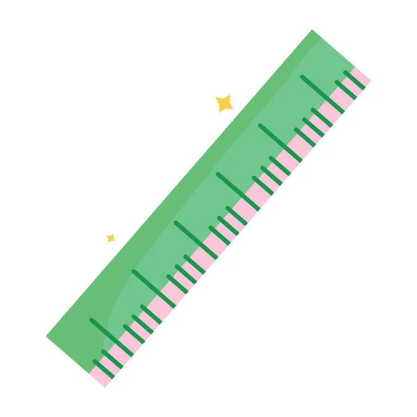 Zurück zu Schule grünes Lineal Messung Versorgung Symbol isoalted image — Stockvektor