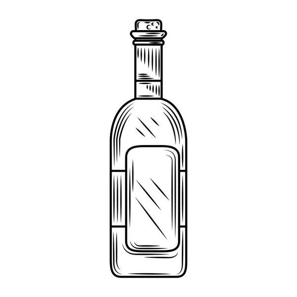 Vino día, botella alcohol bebida celebración dibujado a mano diseño — Vector de stock