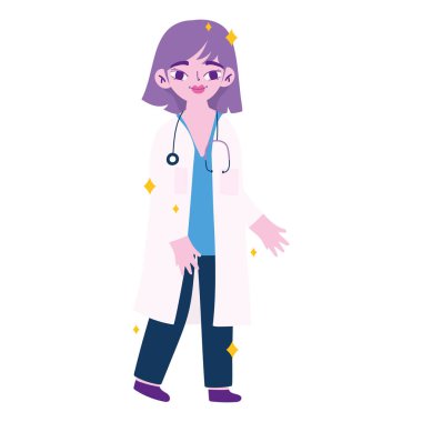 Tıbbi kadın doktor çizgi film vektör tasarımı