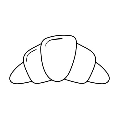 Kahvaltı kruvasan ekmeği iştah açıcı lezzetli yemekler, ikon çizgisi tarzı