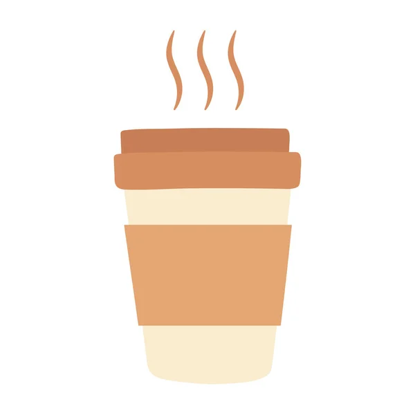 Desayuno para llevar taza de café, apetitosa comida deliciosa, icono plano sobre fondo blanco — Vector de stock