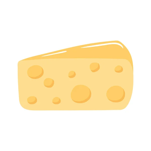 Desayuno rebanada de queso apetitosa comida deliciosa, icono plano sobre fondo blanco — Vector de stock