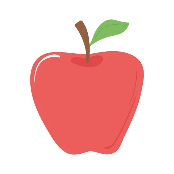 Manzana fruta fresca apetitosa deliciosa comida, icono plano sobre fondo blanco — Vector de stock