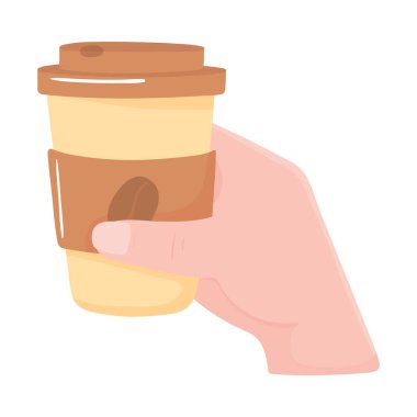 Elinde kahve fincanı olan bir erkek eli, taze sıcak bir içecek.