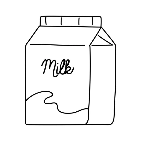 Colazione latte scatola cibo appetitoso, icona linea stile — Vettoriale Stock