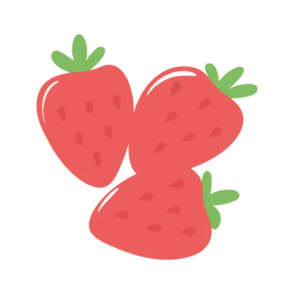 Frutas de fresa apetitosa comida deliciosa, icono plano sobre fondo blanco — Vector de stock