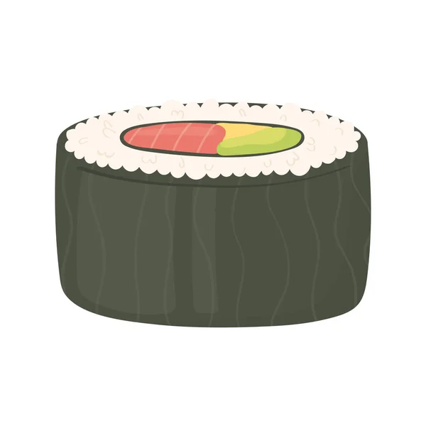 Sushi-Zeit, Sushi Maki Roll Algen Menü Essen — Stockvektor