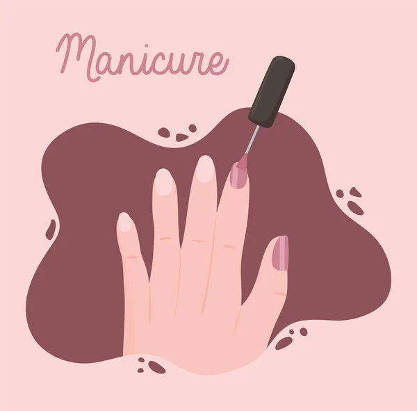 Manucure, peinture à la main femme avec vernis à ongles couleur — Image vectorielle