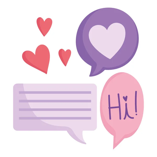 Love speech bubbles message hearts cartoon icons — стоковый вектор
