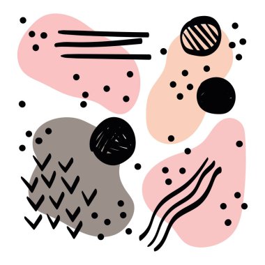 soyut arkaplan eli çeşitli nesneleri çağdaş olarak çizdi