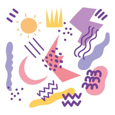 Kusursuz desenli el çizimi nesneler soyut arkaplan şekilleri