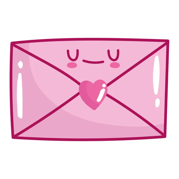 Amore romantico lettera messaggio busta in stile cartone animato design — Vettoriale Stock