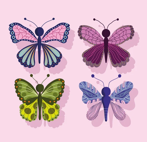 Schmetterlinge Tiere Fauna natürliche dekorative Farbsammlung — Stockvektor
