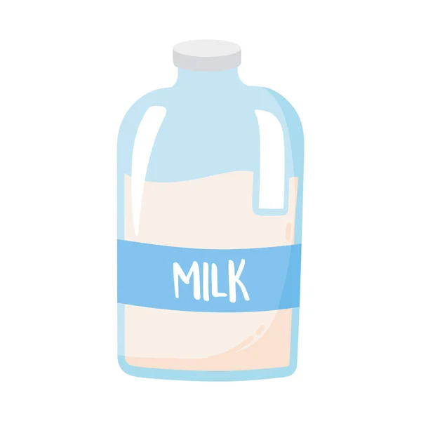 Пластиковая бутылка молока, икона мультфильма о молочных продуктах — стоковый вектор