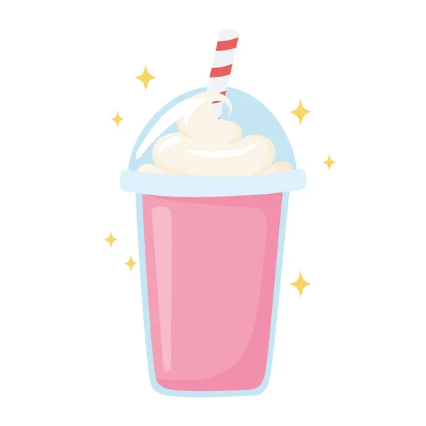 Milkshake fresco, latticini cartoni animati icona — Vettoriale Stock