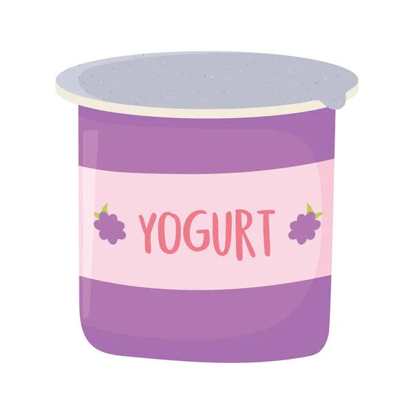 Yogur leche lácteos producto icono de dibujos animados — Archivo Imágenes Vectoriales