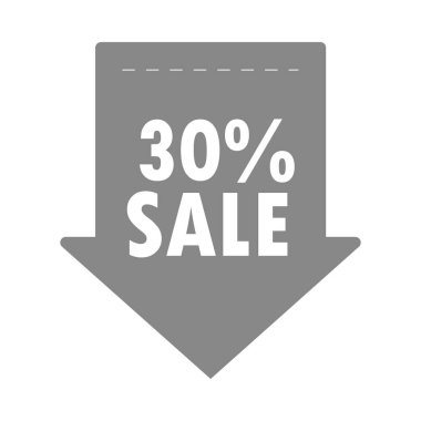 indirimli satış teklifi beyaz arkaplan üzerinde aşağı ok pazarlama