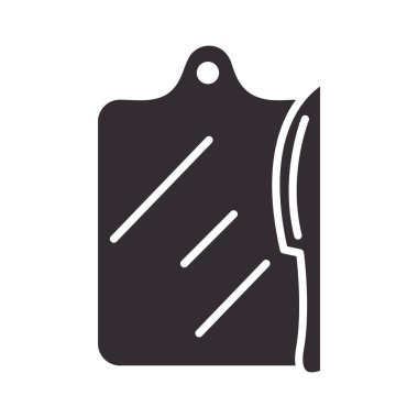 Şef, tahta kesme ve bıçak çatal bıçak çatal bıçak siluet tarzı simge