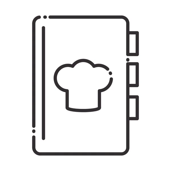 Chef, recipe book kitchen utensil line style icon — Stock Vector