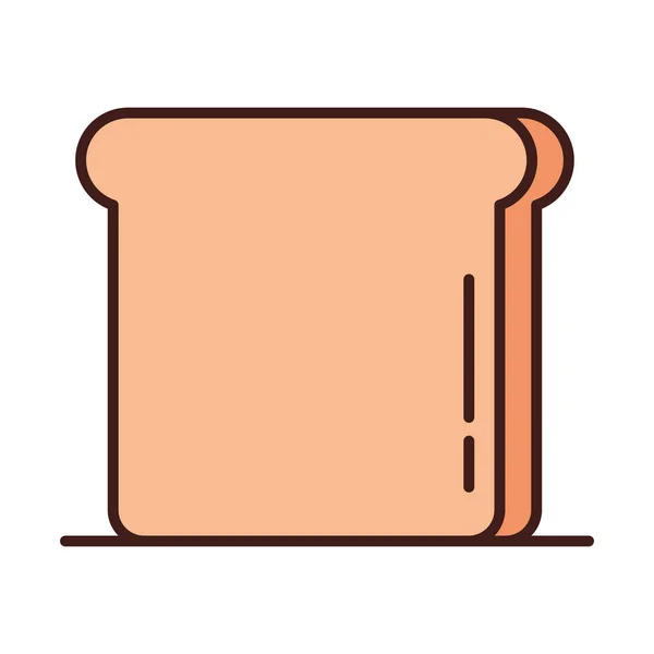 Ligne de pain de tranche de petit déjeuner et style de remplissage — Image vectorielle