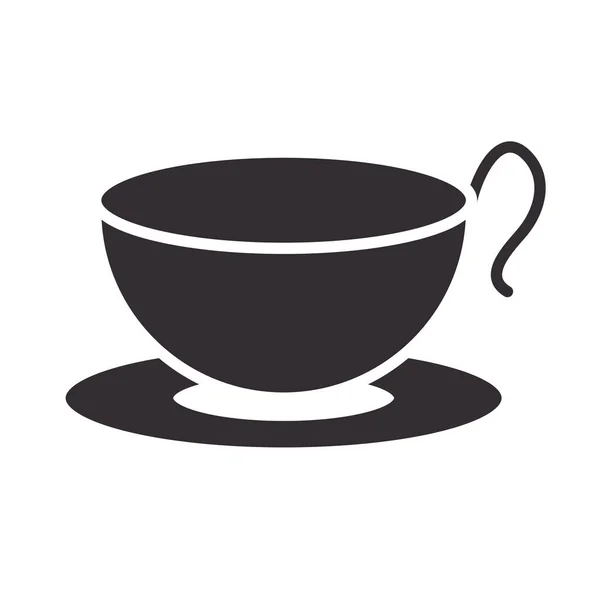 Σεφ, φλιτζάνι καφέ στο πιάτο κουζίνα utensil εικόνα στυλ σιλουέτα — Διανυσματικό Αρχείο