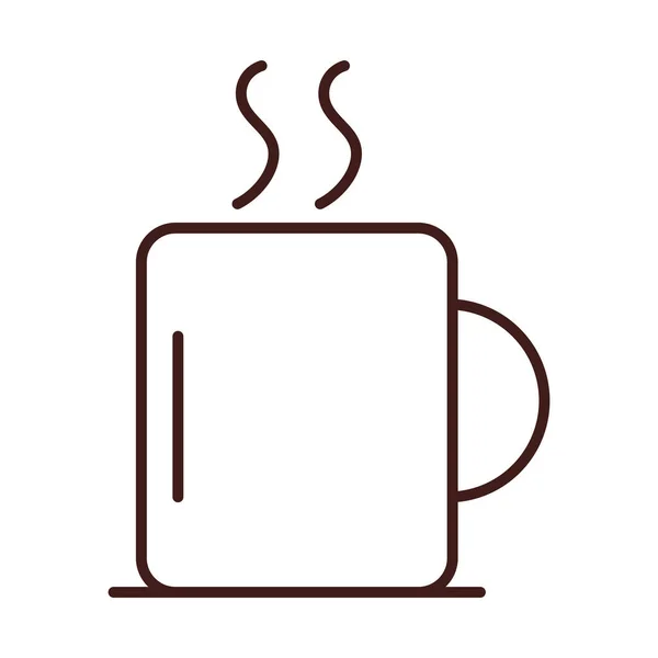 Frühstück heißen Kaffee Tasse Getränk Linie Stil — Stockvektor