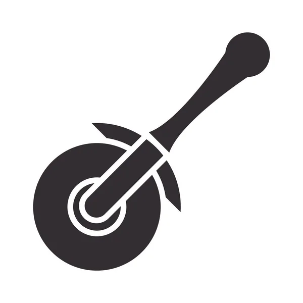 Šéfkuchař, pizza cutter kuchyňské nádobí silueta styl ikona — Stockový vektor