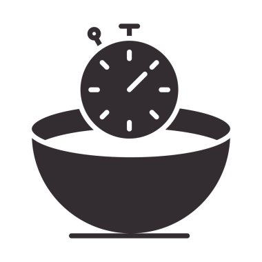 Şef, kase ve mutfak aletleri siluet tarzı simge