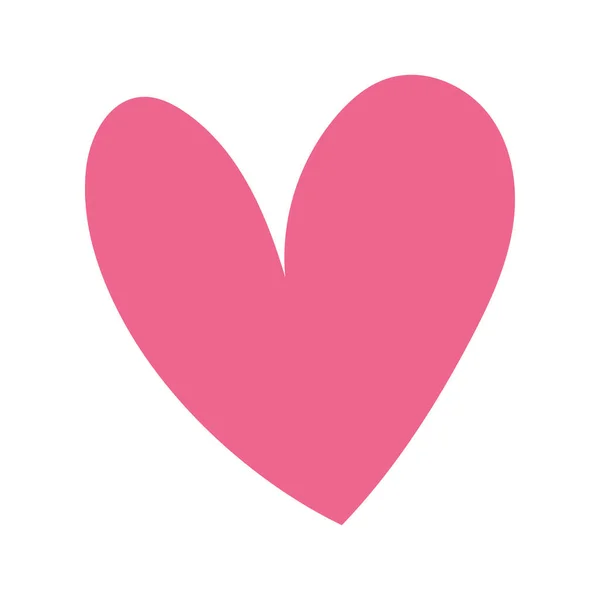 Różowe serce miłość romantyczna ikona kreskówki w odosobnionym stylu — Wektor stockowy
