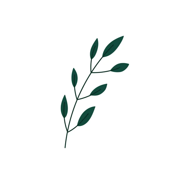 Gałąź liście liście natura kreskówka w płaskim stylu — Wektor stockowy