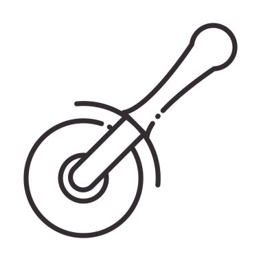 Şef, pizza kesicisi mutfak gereçleri çizgisi simgesi