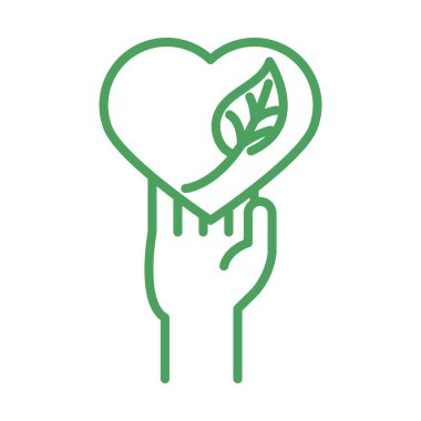 organik doğal, kalp yaprağı yeşili çizgili el