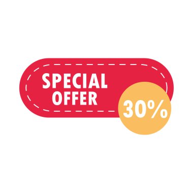 Beyaz arkaplan üzerinde indirimli satış teklifi etiketi