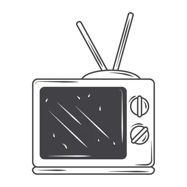 Televisão vintage dispositivo clássico, vetor de design estilo esboço — Vetor de Stock