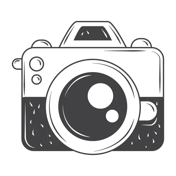 Objeto de cámara de fotos vintage, diseño de estilo de boceto vector — Vector de stock