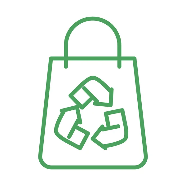 有机天然购物袋回收产品绿线风格 — 图库矢量图片